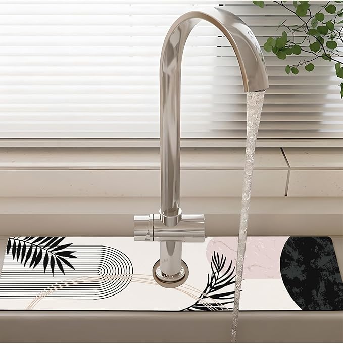 Patterned Sink Faucet Mat Kitchen Splash Guard Super Absorbent Drying Mat