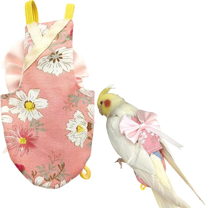 Bird Flight Suits Diapers, Parrot Flight Suits Diapers for Quaker Parakeets Cockatiels Conures Macaw African Grey, Bird Diaper, Parrot Clothes (Pink A,Sulphur-Crested Cockatoo)