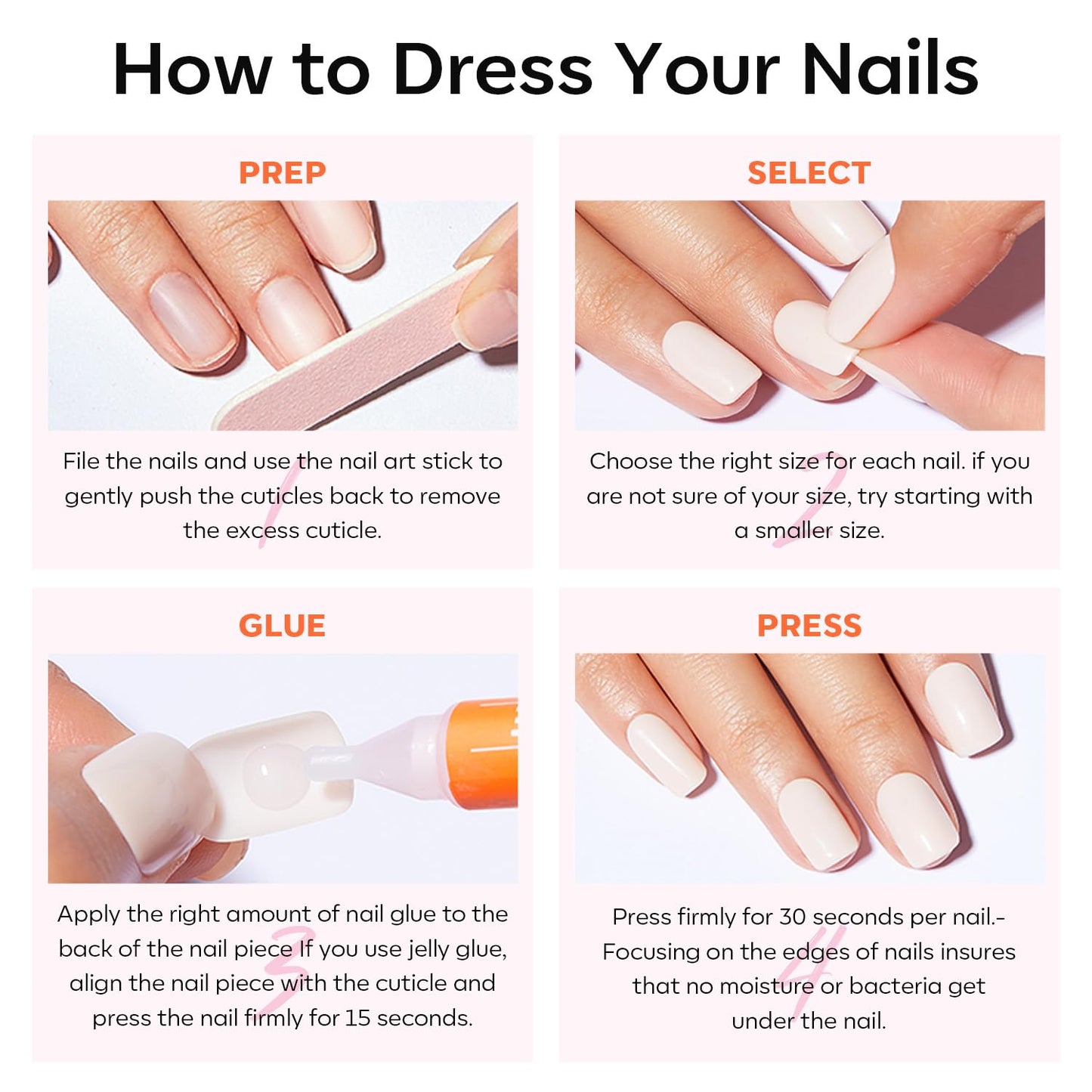 modelones Pink Short Press on Nails, Fall Halloween Oval Fake Nails Kit Press Ons with Nail Glue, Adhesive Tabs, Nail File, Prep Pad, Manicure Stick, 32Pcs 16 Sizes