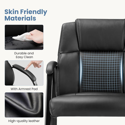 DUMOS Office Desk Guest Chair Set of 4, Leather Waiting Room Chairs with Padded Arms for Elderly Home Reception Area Conference Room Lobby Side breakroom