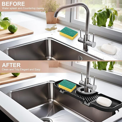2 Pcs Silicone Faucet Splash Guard 10.6 ” x 4.3” Kitchen Sink Splash Guard