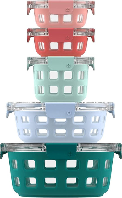 Ello Duraglass Mixed Meal Prep Sets Leak-Proof Glass Food Storage Containers