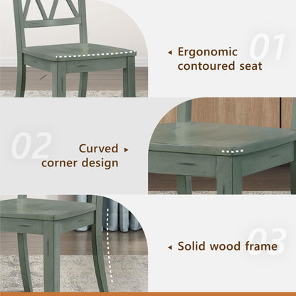 Lexicon Janina Dining Room Chairs Set of 2, Modern Farmhouse Dining Chairs Set of 2, Solid Wood, X Cross Back, for Traditional Modern Ranch Style Kitchen, Armless, Easy Assembly, Teal