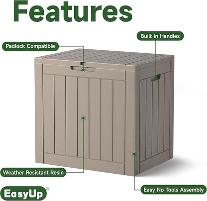 EasyUp 35 Gallon Resin Deck Box Waterproof, UV Resistant Outdoor Storage Box for Delivery, Patio, Garden, and Porch,Striped Gray