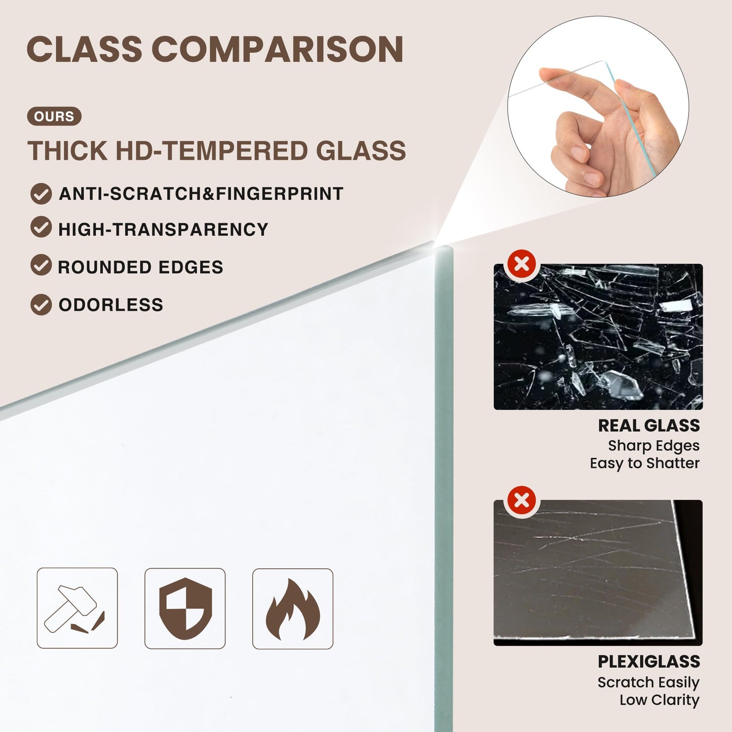 RICHFOCUS 8x10 Picture Frame, Natural Solid Teak Wood Picture Frame with High Tempered Glass, Handcrafted Rounded Corner 8 by 10 Wooden Frame Matted to 5x7 Photo for Wall & Tabletop Display