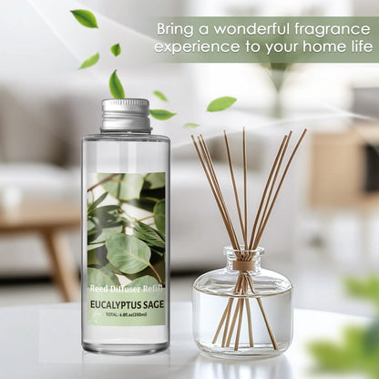 SCENTORINI Reed Diffuser Oil Refill, Eucalyptus Sage Diffuser Oil 6.76 Fl Oz, Natural Scented Essential Oil Refill Long Lasting Summer Home Fragrance for Room Spa Aromatherapy Bathroom Home Decor