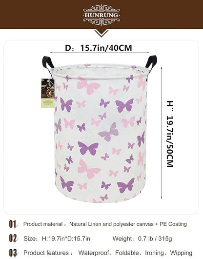 HUNRUNG Laundry Hamper, Large Canvas Fabric Lightweight Storage Basket Toy
