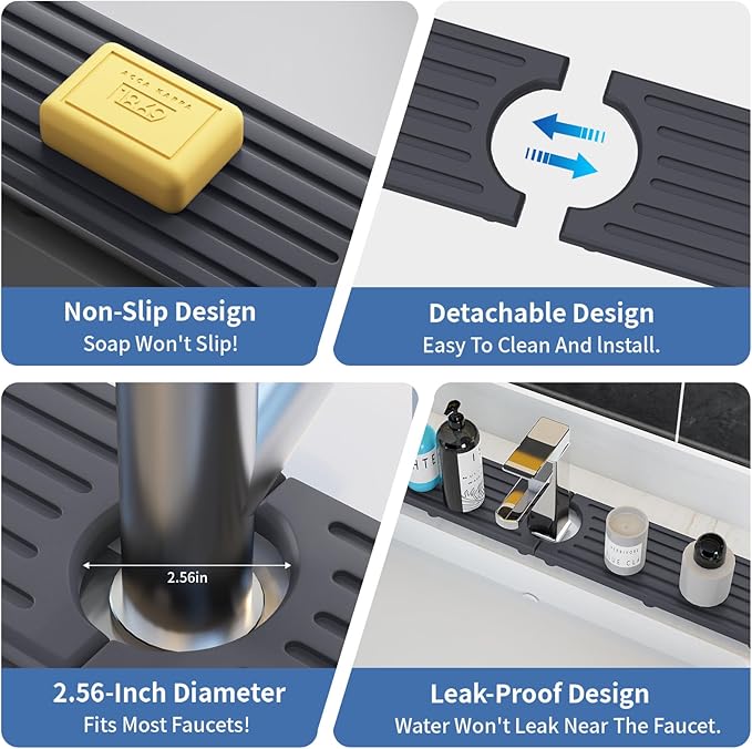 Fast Drying Kitchen Sink Splash Guard, Durable Stone Kitchen Faucet Mat