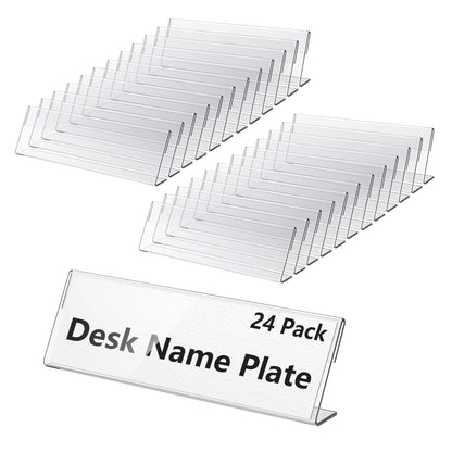 24 Pcs Acrylic Name Plates for Desk 2 X 8 Inches Name Tents for Classroom License Label Holder for Back to School Classroom Office Conference Business Meeting Table Display (24)