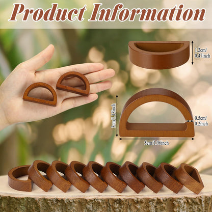 Remerry 50 Pcs Wooden Napkin Rings Handmade Dining Napkin Holder Buckles Farmhouse Semicircle Serviette Ring for Xmas Gathering Everyday Use Harvest Wedding Table Setting (Wood Color)