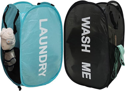 2Pack Mesh Pop Up Laundry Hamper, Foldable Laundry Basket