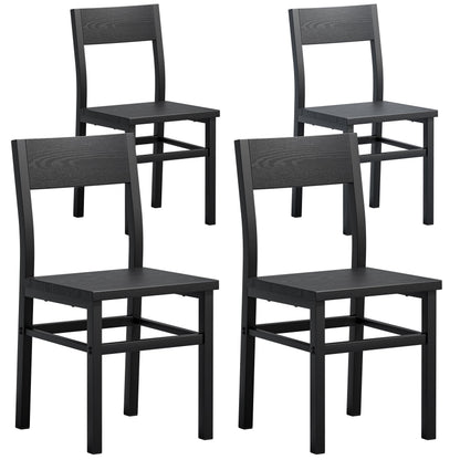 MECHYIN Dining Chairs Set of 4, Rustic Wood Dining Room Chairs with Thickened and Strengthened Metal Steel Frame & Slat Back, Modern Farmhouse Chair for Kitchen, Dining Room (4, Dark Black)