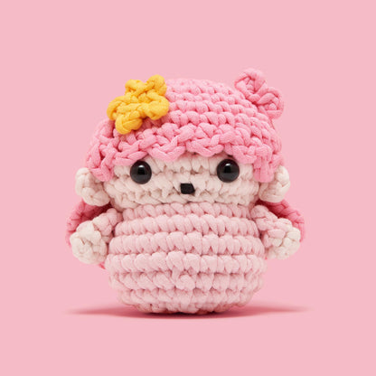 The Woobles Hello Kitty Crochet Kit - Beginners Wooble Crochet Animal Kit Crafts with Easy Peasy Yarn as seen on Shark Tank - with Step-by-Step Video Tutorials (LittleTwinStars - Lala)