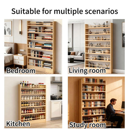 GODNOEI Behind The Door Bookshelf 6-Tier Wooden Behind The Door Storage Cabinet Wall Mount Shelf Easy to Install for Bedroom Kid Room Living Room Library-23.62" Wide