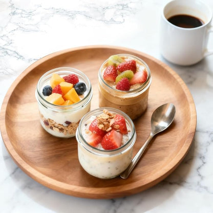 Overnight Oats Containers with Lids, 10oz Wide Mouth Mason Jars with Lids, 3 Pack Glass Jars with Airtight lid for Chia Pudding Yogurt Salad, Meal Prer Oatmeal Jars, Blue