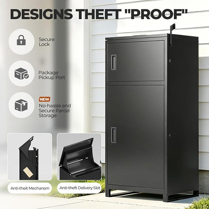 Package Delivery Boxes for Outside – Large Outdoor Parcel Drop Box with Lock, Waterproof & Anti-Theft, Steel Mailbox for Porch, Home, Patio or Front Door (No Assembly Required)