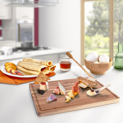 Large Acacia Wood Cutting Boards for Kitchen, 24 x 18 Inch Extra Large Wooden Cutting Board with Juice Groove, Reversible Butcher Block Cutting Board for Meat and Veggies