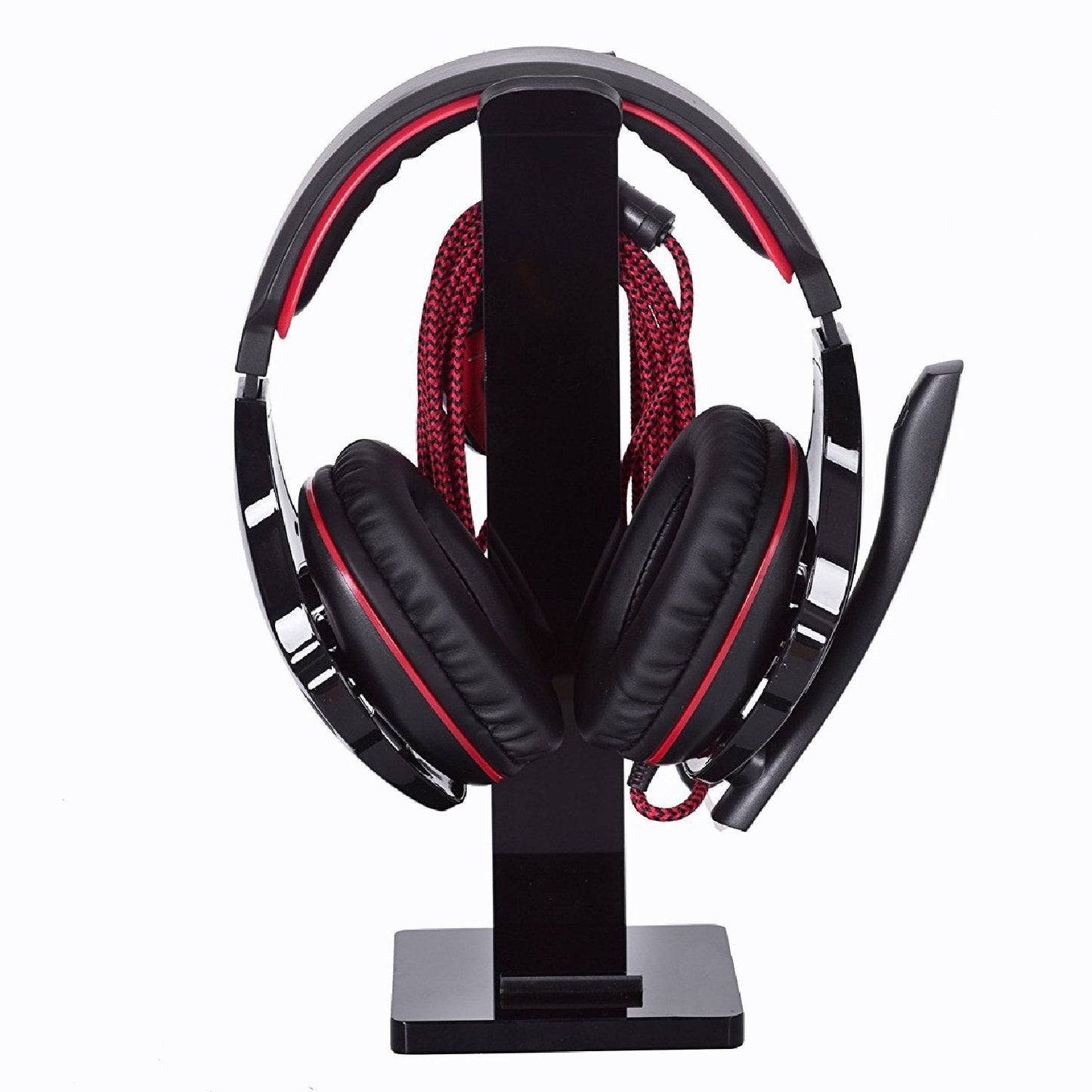 GeekDigg Headphone Stand Gaming Headset Holder For Desk Cable Organizer & Cellphone Stand for All Headphones Size headphone Holder Set Gaming PC Accessories Gaming Station – Black