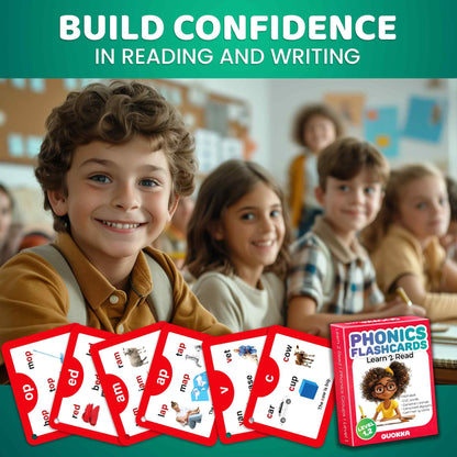 QUOKKA English Alphabet CVC Flash Cards – Learn to Read Set for Kids Ages 3-5 and 4-8 – Phonics Cards for Toddlers 2-4 Years and Kindergarten Learning – Reading Tools for Kids & Homeschool Essentials