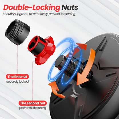 Adjustable dumbbell set,20/35/45/55/70/90lbs Free Weights set with upgraded nut, 5 in 1 Weight Set Used as Kettlebells, Barbell, Push up Stand, Fitness Exercise for Home Gym Suitable Men/Women