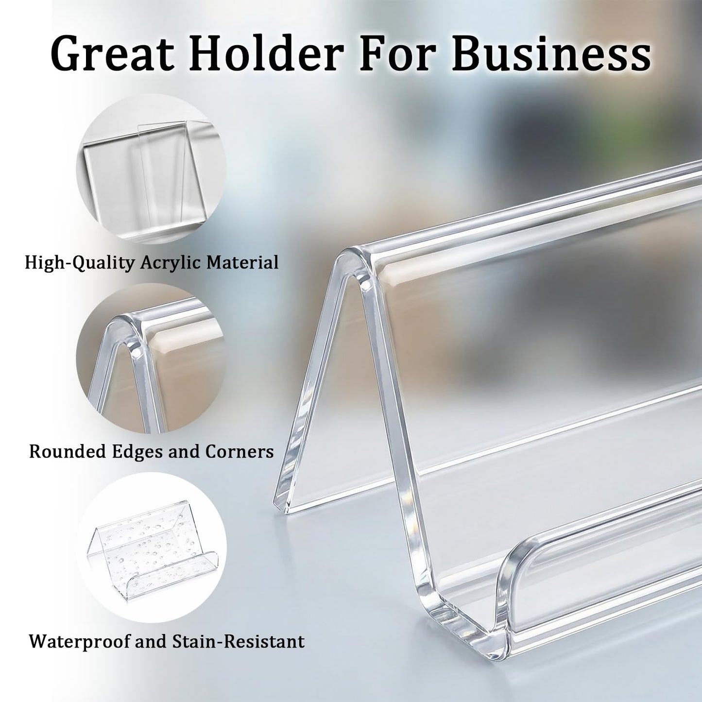 AOZUO 16 Pack Acrylic Business Card Holder for Desk, Business Card Display Stand Clear Desktop Business Name Card Holders Capacity 60 Cards