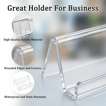 AOZUO 16 Pack Acrylic Business Card Holder for Desk, Business Card Display Stand Clear Desktop Business Name Card Holders Capacity 60 Cards