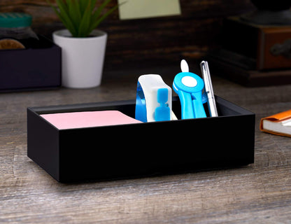 Bostitch Office Konnect Desk Organizer Accessory Tray & Storage Cup Bundle, Stacks for Desktop Storage,Makeup Organization, Black