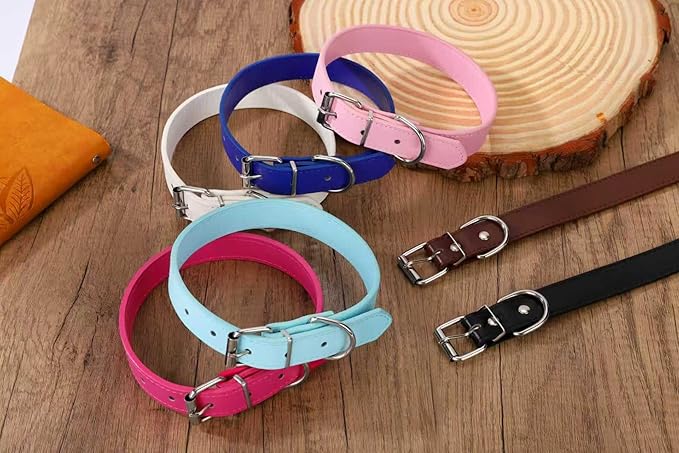 Pink Soft Leather Dog Collar for Small,Medium, Large Dog, Comfortable and Adjustable (Wide: 0.75'' for Dog's Neck: 10''~14'', Pink, M)