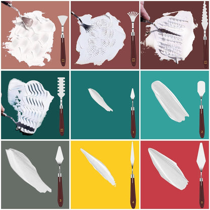 EEEKit 19 PCS Painting Spatula Set, Stainless Steel Palette Knife Set with Art Paint Scrapers, Paint Spatula Tools for Oil Canvas, Watercolor, Acrylic Painting
