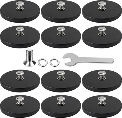 DIYMAG 1/4 inch Rubber Coated Anti-Scratch Mounting Magnet for Camera, Adhesive Power 120LBS 12Pcks Magnets Based with Strong Magnetic License Plate Hold for Light Bar, Mirror, Camera，PTZ