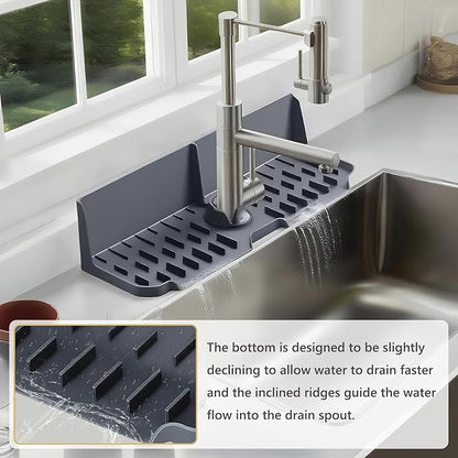 Sink Splash Guard Behind Faucet, Silicone Sink Faucet Drying Mat & Dish Soap