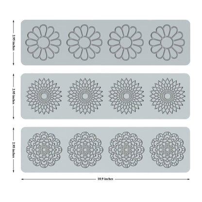 Embossing Lace Fondant Molds, Multi Circle Flowers Lace Mat Wedding Cake Decoration Tool, Rattan Shaped Cupcake Mat Silicone Molds Set of 3
