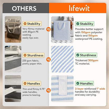 Lifewit 2 Pack Laundry Hamper Large Collapsible Laundry Baskets, Freestanding