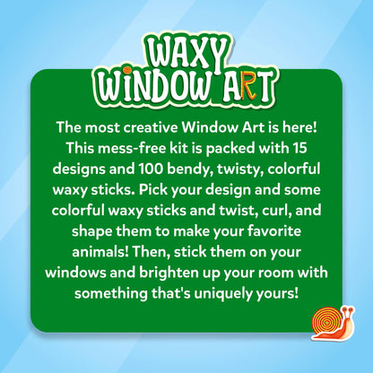 Skillmatics Waxy Window Art - 100 Bendable Waxy Sticks for Mess-Free DIY Fun, Reusable 100% Organic Beeswax Craft Kit, Travel Friendly, Creative Gifts for Girls & Boys Ages 5, 6, 7, 8, 9, 10, 11, 12