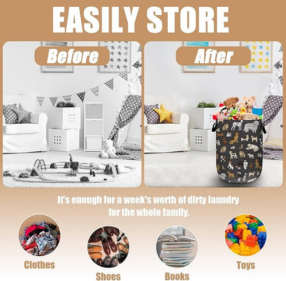 Cute Dogs Laundry Basket, Foldable Dog Lover Laundry Hamper Tote Bag Dirty