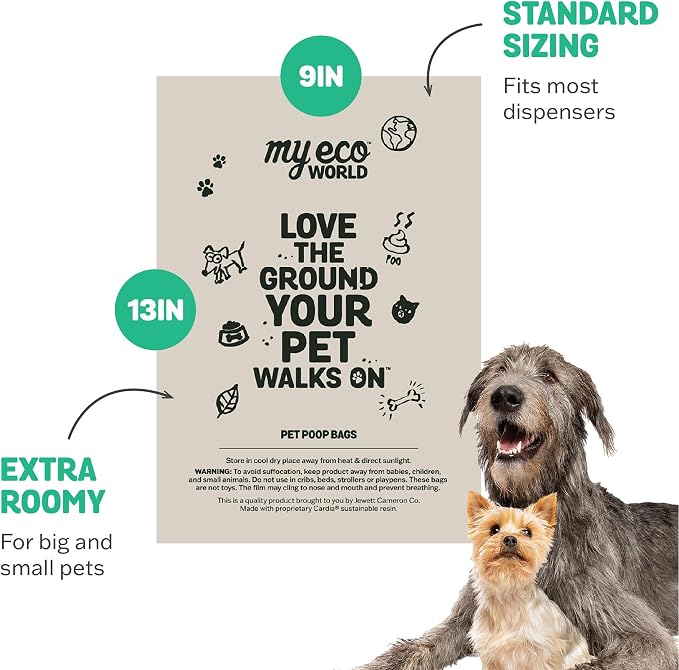 MyEcoWorld® Compostable Pet Poop Bags - Made with Corn and Other Certified Compostable Materials - 360 Bags - 24 Roll - Extra Strong - Leak Proof - Unscented - Easy to Open