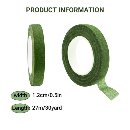 Max Shape 12 Rolls 1/2 Inch 30 Yard Floral Tapes for Bouquet Stem Wrapping, Green Floral Tape for Floral Arranging Craft Projects Corsages, Wedding Bouquet