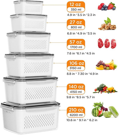 6 PCS Fruit Storage Containers for Fridge