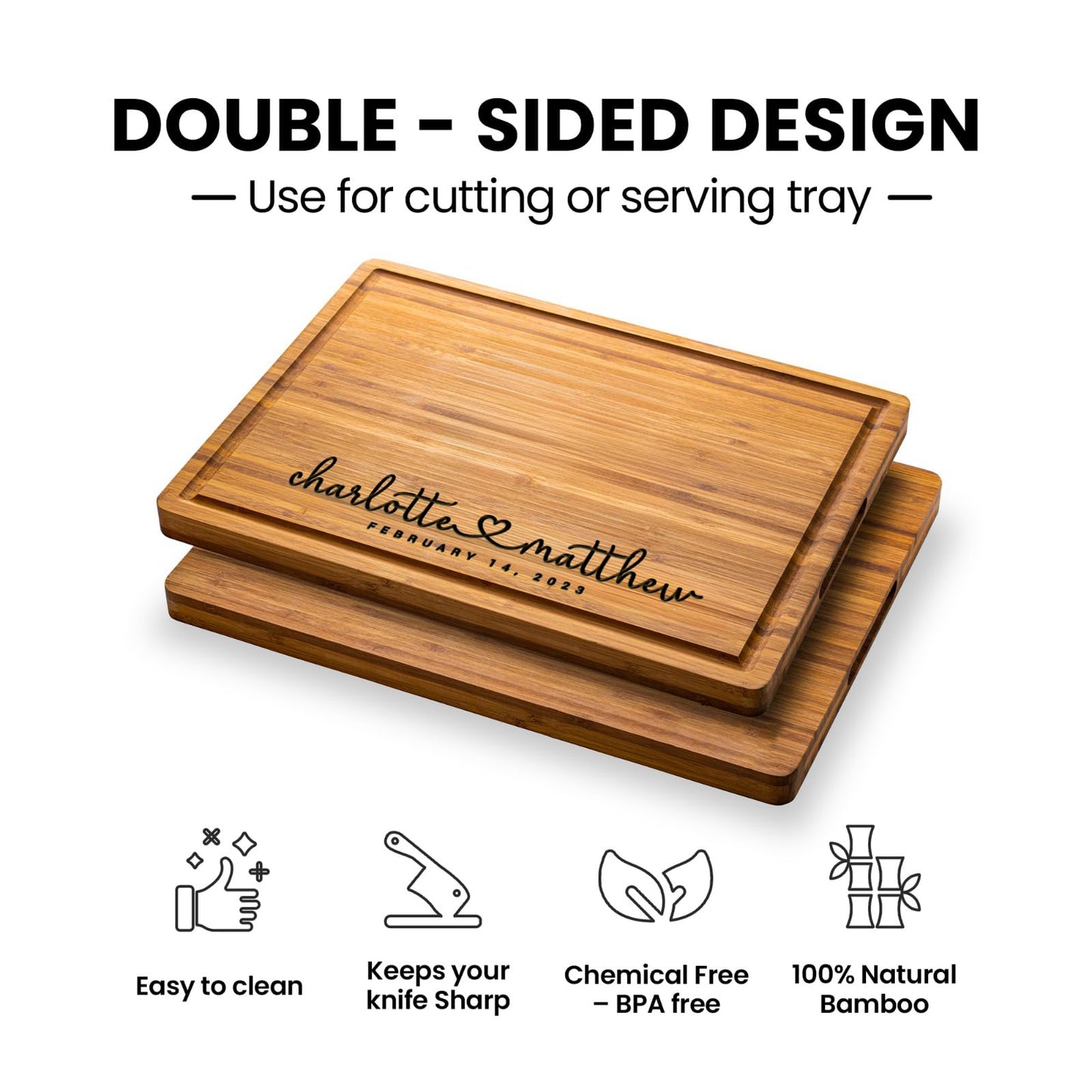 Personalized Wood Engraved Cutting Board - Valentines Day Gift for Her - Unique Present for Wedding, Anniversary, Housewarming, Birthday, Holiday, or Romantic Gift Idea for Friends, Family, Mom, Dad