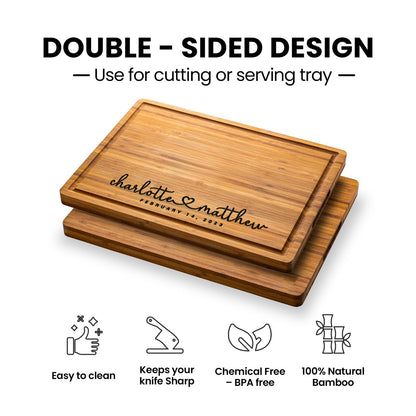 Personalized Wood Engraved Cutting Board - Valentines Day Gift for Her - Unique Present for Wedding, Anniversary, Housewarming, Birthday, Holiday, or Romantic Gift Idea for Friends, Family, Mom, Dad