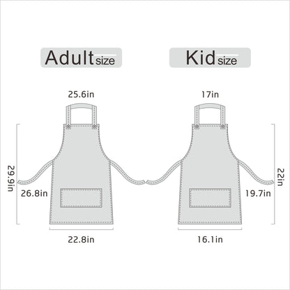 Lovely Cotton Parent Child Apron, Comfortable and Creative Artist Chef Apron for Painting Cooking, Pack of 2 (White)