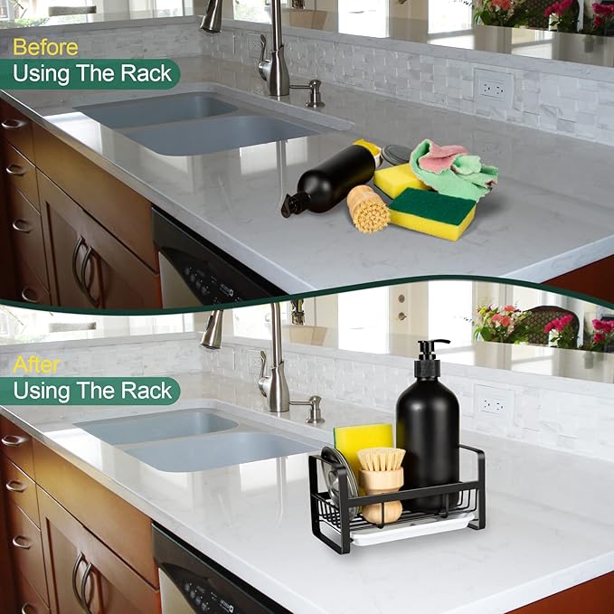 TEZZ Sponge Holder for Kitchen Sink- Stainless Steel Kitchen Sink Caddy for
