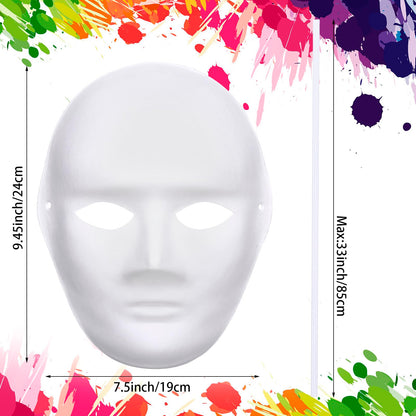 Aoriher 50 Pcs Paper Mache Mask DIY Full Face White Paintable Craft Masks Bulk for Mardi Gras Cosplay Dance Party Adult