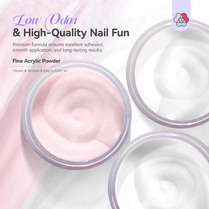 SAVILAND Essentials Acrylic Nail Kit Starter: Acrylic Nail Kit for Beginners with Everything White Pink Clear Acrylic Powder and Liquid Set #8/10/14 Nail Brush Forms Manicure Tools Home Nail Salon DIY