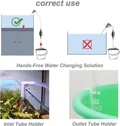 AREPK Compact Aquarium Siphon Vacuum and Water Changer Kit with Cleaning Brush. Perfect for Simultaneous Water Changing and Cleaning in Small Fish Tanks. Gravel and Sand Cleaning.
