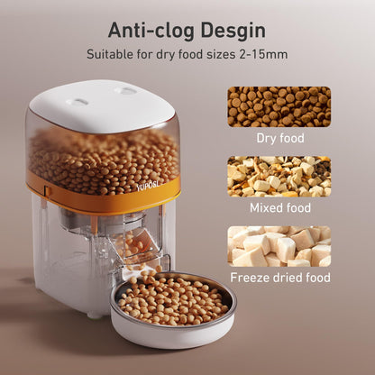 Yuposl Automatic Cat Feeders - 2L Cat Food Dispenser Easy to Use, Timed Automatic Pet Feeder with Over 180-day Battery Life, 1-6 Meals Dry Food Programmable Portion Control Also for Dogs