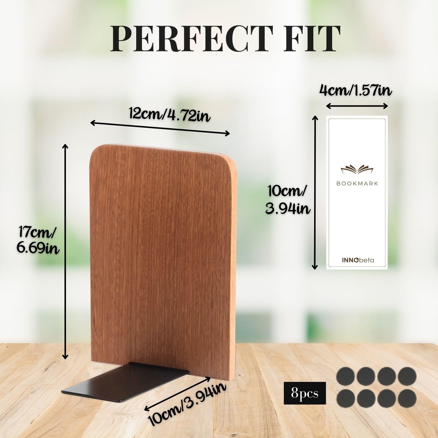 INNObeta Decorative Wooden Book Ends, Animal Bookends, Heavy Duty Bookends for Shelves Unique Design(1 Pair, 4.72x6.69 Inches) - Cattail