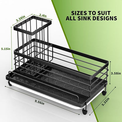 Cisily Large Capacity Kitchen Sink Caddy Organizer, Rustproof Non-Slip Sponge