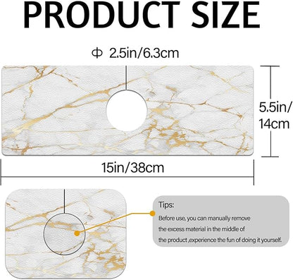 MCALK Marble White Kitchen Sink Faucet Mat Splash Guard, Absorbent Quick-Dry