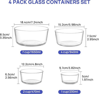 Vtopmart 4 Pack Glass Bowls